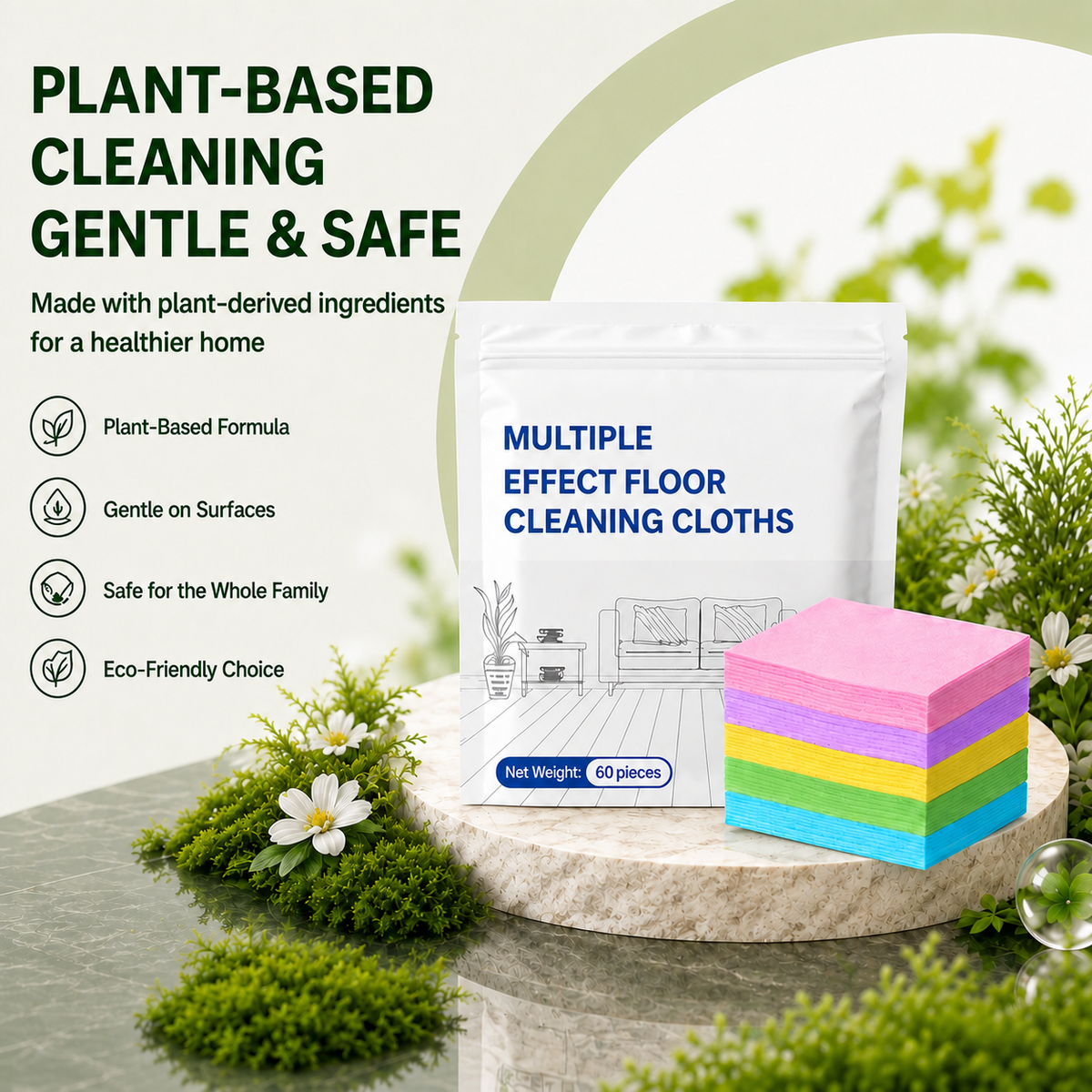 3-in-1 Floor Cleaning Tablets — Antibacterial · Deodorizing · Protecting
