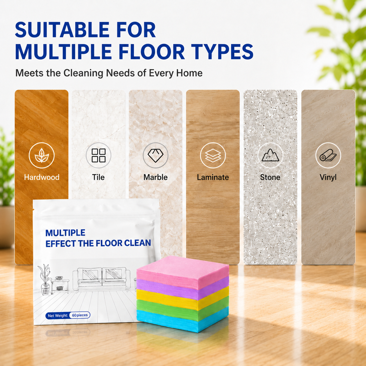 3-in-1 Floor Cleaning Tablets — Antibacterial · Deodorizing · Protecting
